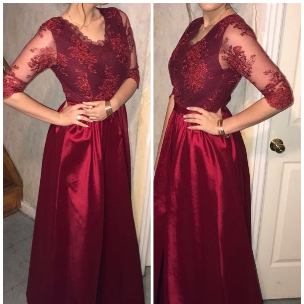Custom made maroon bridesmaid gown